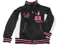 Černo-bílá sportovní propínací mikina s číslem a motýlkem