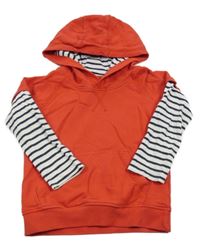 Červeno-pruhovaná mikina s kapucí Matalan