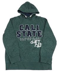 Zeleno-černá melírovaná mikina s nápisem a kapucí C&A