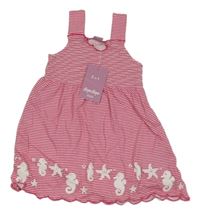 Nové - rubínovo-bílé pruhované žabičkové šaty s obrázky Dopodopo