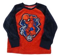 Červeno-tmavomodrá plyšová mikina se Spidermanem C&A