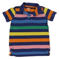 Modro-zeleno-růžovo-barevné pruhované polo tričko Boden 