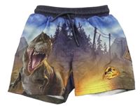 Modro-šedé plážové kraťasy s dinosaurem Primark