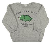 Světlešedá melírovaná crop mikina s dinosaury H&M