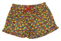 Červeno-barevné pyžamové lehké kraťasy s M&M's
