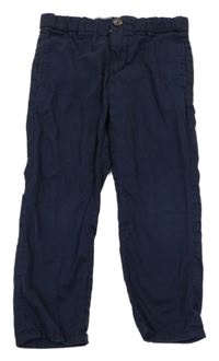 Tmavomodré plátěné chino kalhoty H&M