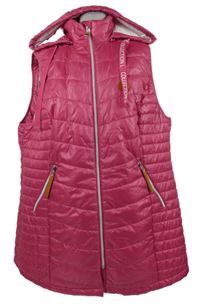 Dámská růžová šusťáková prošívaná zateplená vesta s kapucí 