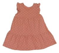 Růžové bavlněné puntíkaté šaty C&A