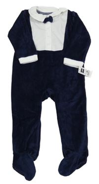 Nové - Tmavomodrý sametový overal s motýlkem Dunnes Stores