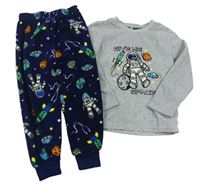 Šedo-tmavomodré fleecové pyžamo s kosmonautem Primark
