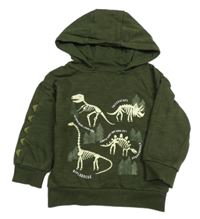 Khaki mikina s kostrami dinosaurů a kapucí PRIMARK