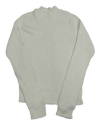Bílý žebrovaný crop svetr se stojáčkem Primark