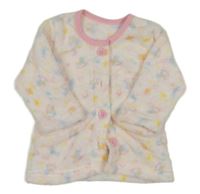 Světlerůžovo-barevná vzorovaná chlupatá propínací mikina