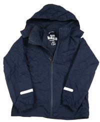 Tmavomodrá šusťáková jarní bunda s kapucí 