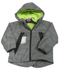 Nová - Šedá army reflexní šusťáková jarní bunda s kapucí Primark