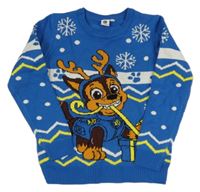 Modro-bílý vzorovaný pletený svetr s Tlapkovou patrolou Nickelodeon