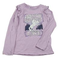 Lila triko s jednorožcem a nápisy Tu