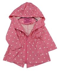 Růžová puntíkatá šusťáková lehká parka s kapucí 