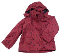 Vínová vzorovaná šusťáková jarní bunda s kapsami a kapucí Impidimpi