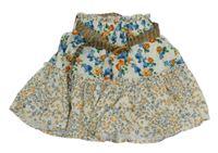 Smetanová květovaná sukně s páskem Shein