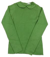 Zelený žebrovaný svetr s límečkem Next