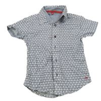 Bílo-tmavomodrá vzorovaná košile