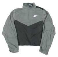 Šedo-antracitová šusťáková crop bunda s logem Nike