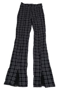 Černo-fialové kostkované flare legíny H&M