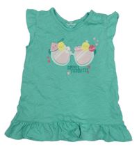 Zelená šatová tunika s brýlemi Topomini