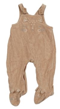 Starorůžové sametové dupačky s kočkou George