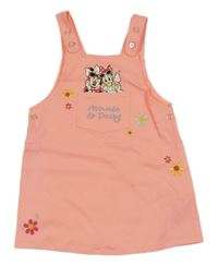 Neonově lososové plátěné laclové šaty s Minnie Disney