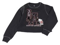 Antracitová crop mikina se Snoopym a flitry M&S