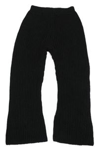 Černé pletené žebrované flare kalhoty F&F