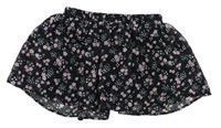 Černá květovaná šifonová sukně 