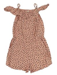 Světlerůžový kraťasový overal s puntíky H&M