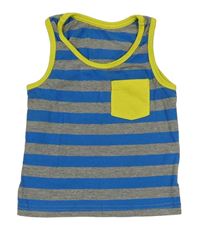 Modro-šedé pruhované tílko s kapsou Mothercare