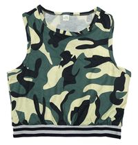 Khaki-smetanovo-černý army crop top 