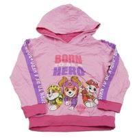 Světlerůžová mikina s Paw Patrol a kapucí 