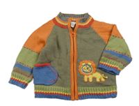 Hnědo-barevný vzorovaný propínací vlněný svetr s tygrem Next 