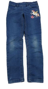 Tmavomodré džegíny s jednorožcem C&A