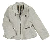 Smetanový šusťákový prošívaný zateplený kabát s páskem Burberry