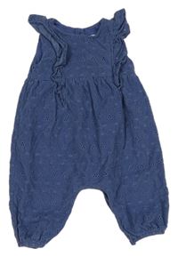 Modré manšestrové podšité laclové kalhoty s výšivkou Next