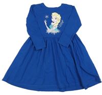 Tmavomodré bavlněné šaty s Elsou Disney 