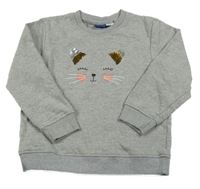 Šedá mikina s kočičkou Lupilu 
