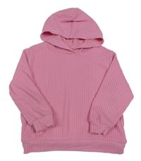 Světlerůžový žebrovaný svetr s kapucí H&M