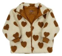 Nové - Pudrová huňatá podšitá bunda se srdíčky Zara