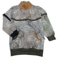 Šedo-béžovo-khaki dlouhá mikina s dinosaury 