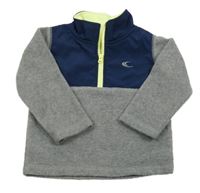 Šedo-tmavomodrá fleecovo/šusťáková bunda 