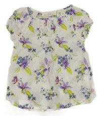 Bílá halenka s květy a madeirou H&M