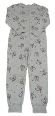 Šedý melírovaný overal s jednorožci George 
